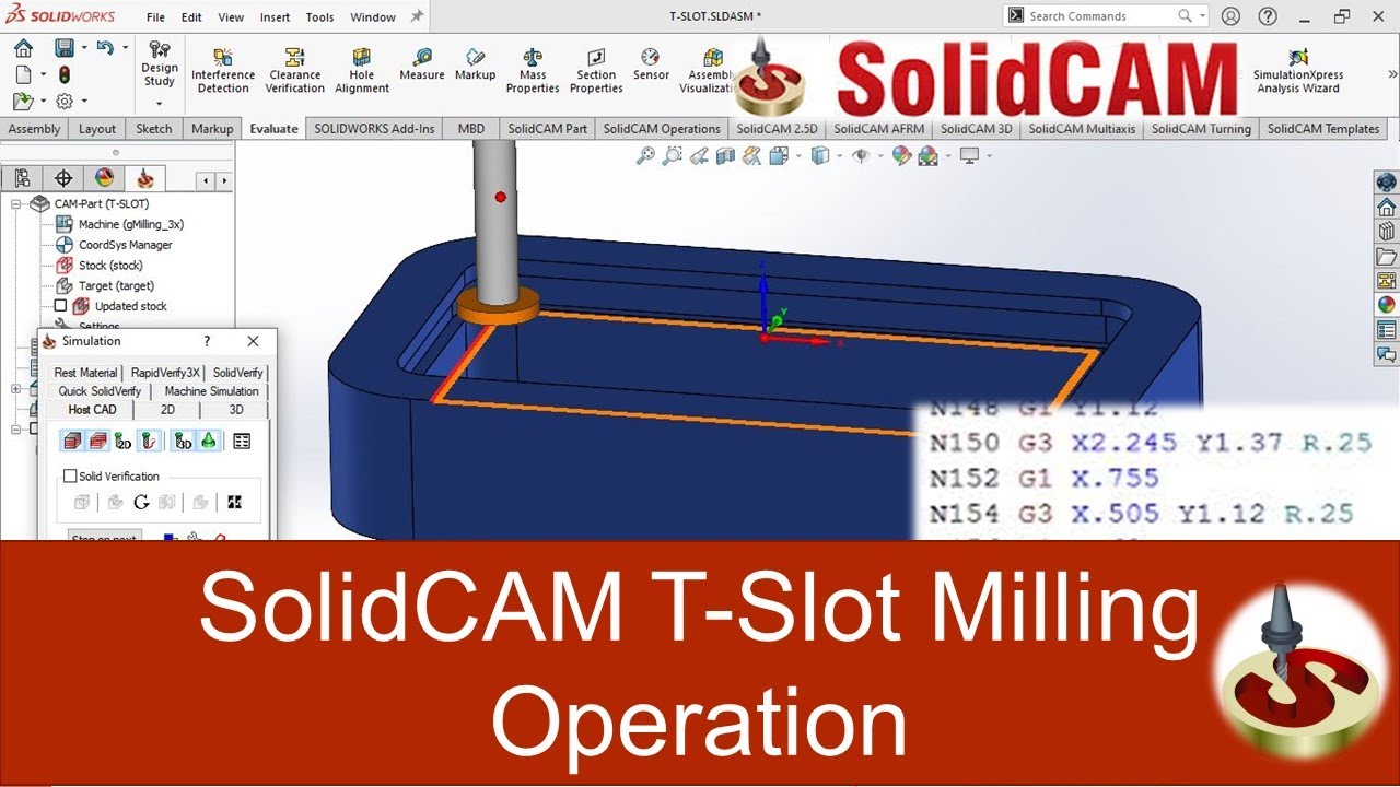 SolidCam Machining: T-Slot Milling Operation