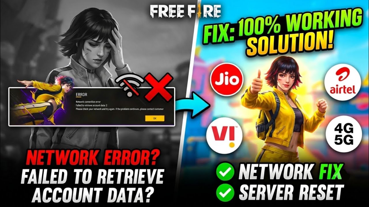 Free Fire Network Connection Error Failed To Retrieve | Network Connection Problem Solution Today FF