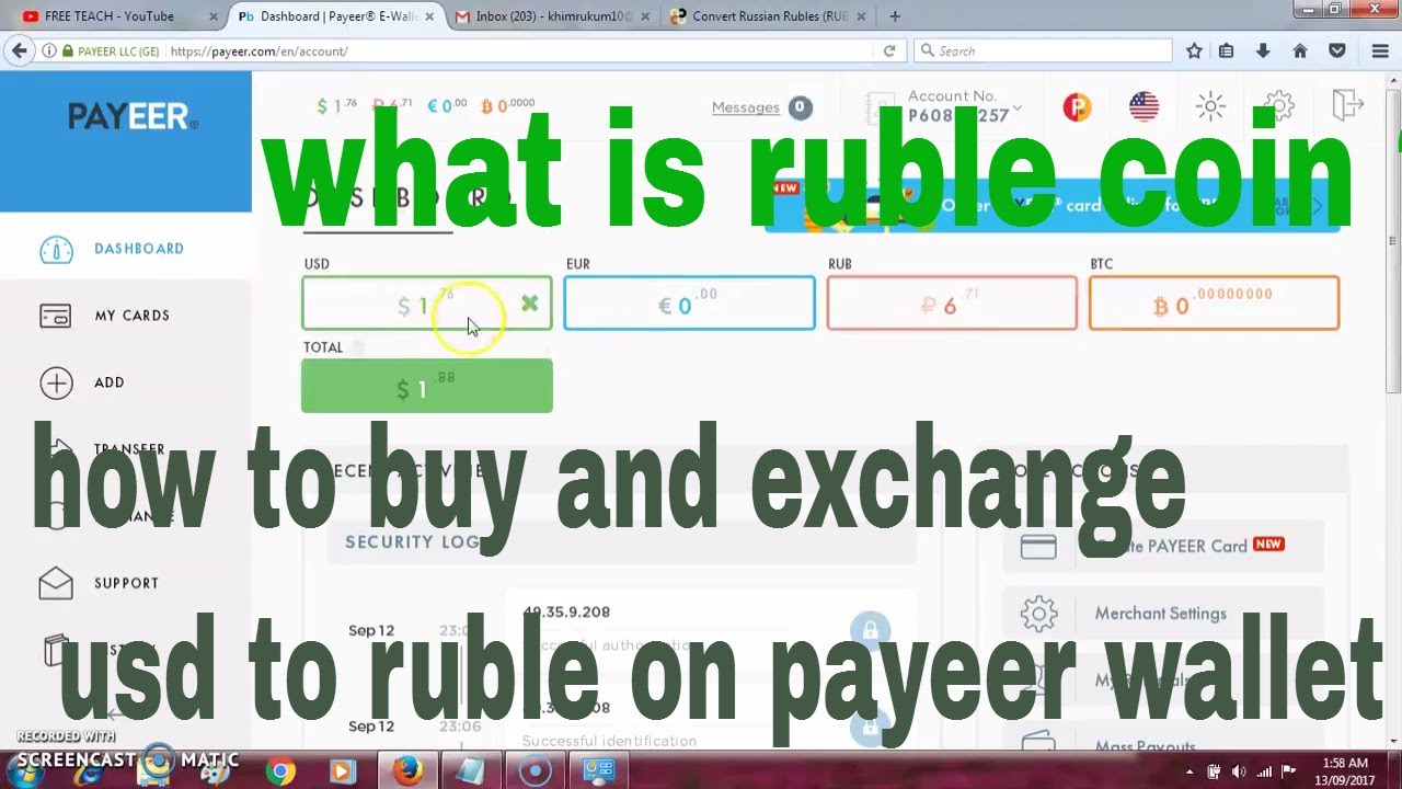 Payeer Exchange Tutorial || How To Exchange Usd To Crypto In Payeer