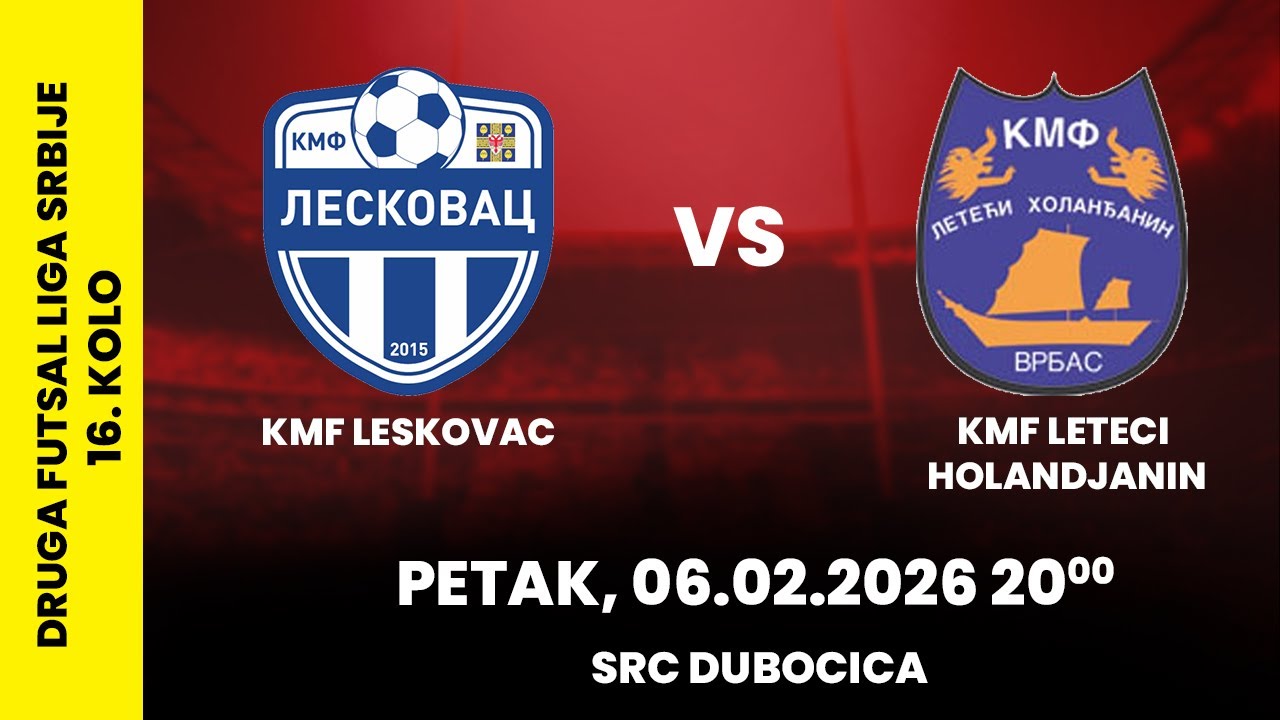 UŽIVO | KMF Leskovac vs KMF Leteci Holandjanin | Druga liga Srbije 2025/26 – 16. kolo | SPORTJUG​