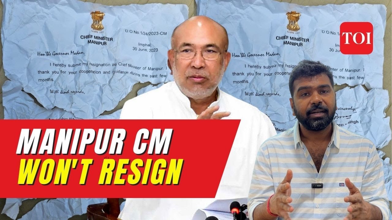 Supporters of Manipur CM Biren Singh tear up his resignation letter; Singh says he isn't going