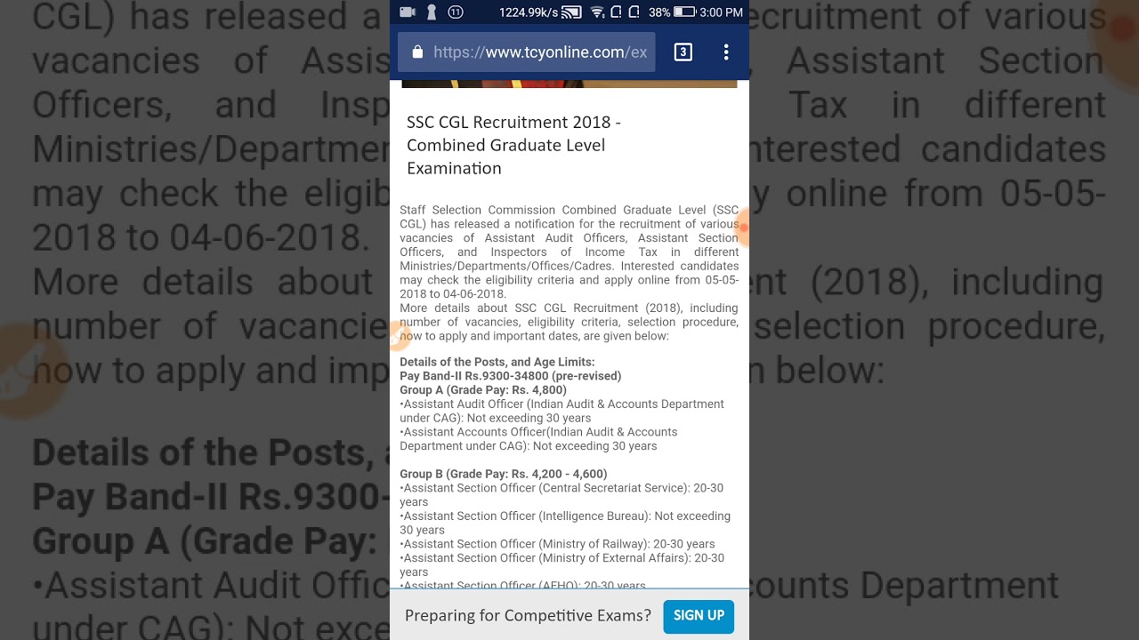 SSC CGL Recruitment 2018