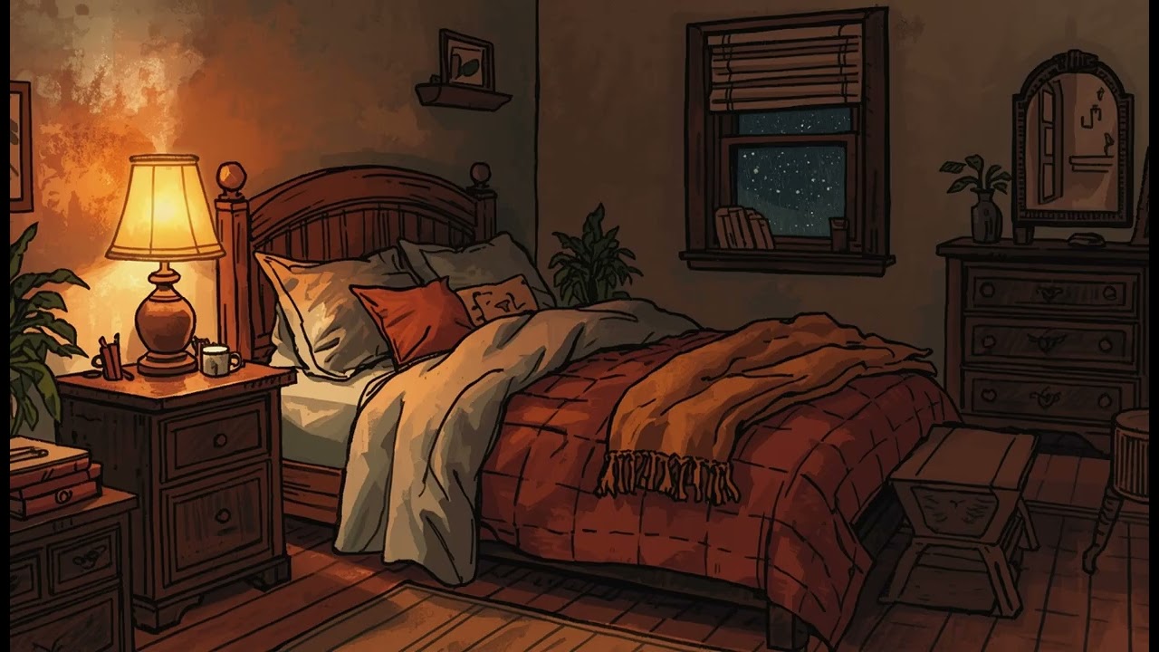 Cozy Bedroom Rain at Night 🌧️ | Storybook Sleep Ambience | No Music | 3 Hours