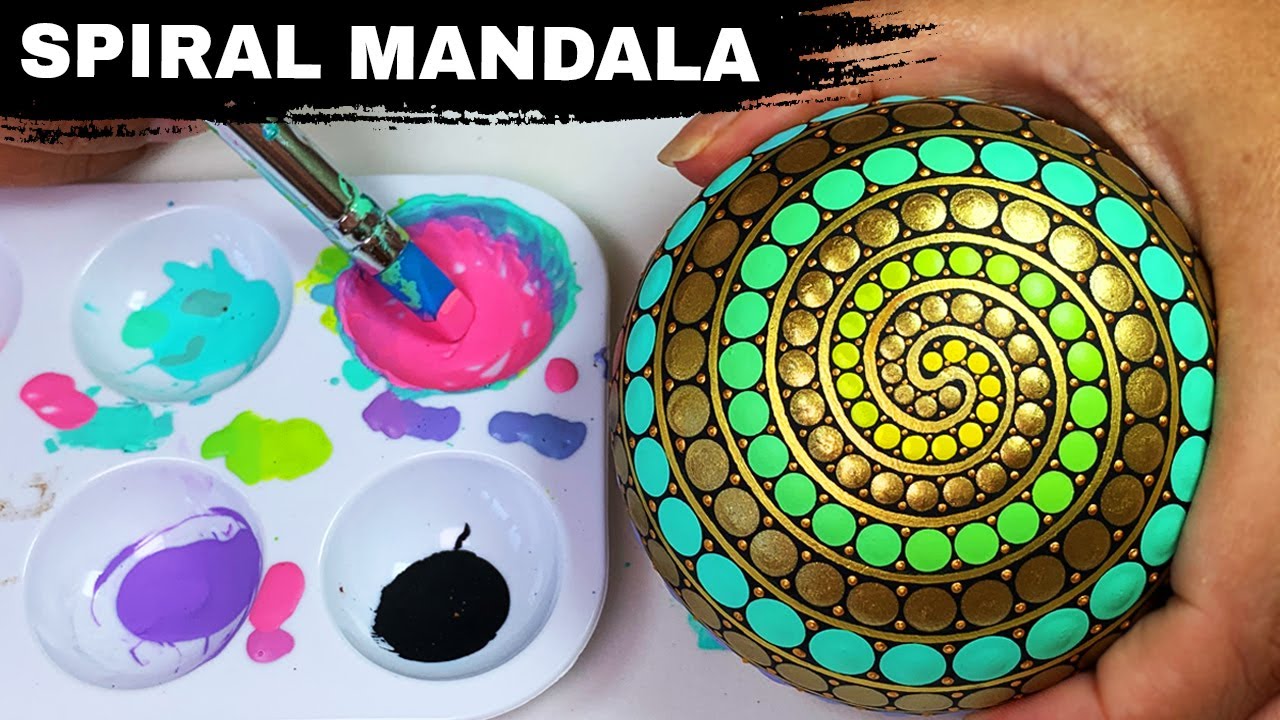 Mandala Art Dot Painting 𝐒𝐩𝐢𝐫𝐚𝐥 Painted Rock | How to Paint Mandala for Beginners Tutorial #mandala