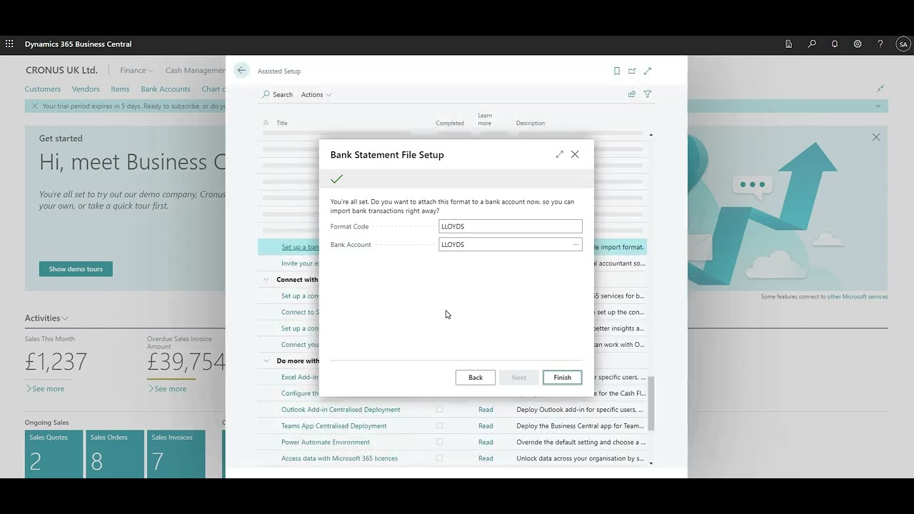 Data Exchange Definitions (Bank Statement Import) in Business Central