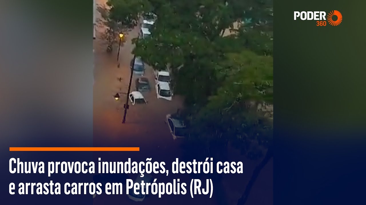 Chuva provoca inundações, destrói casas e arrasta carros em Petrópolis (RJ)