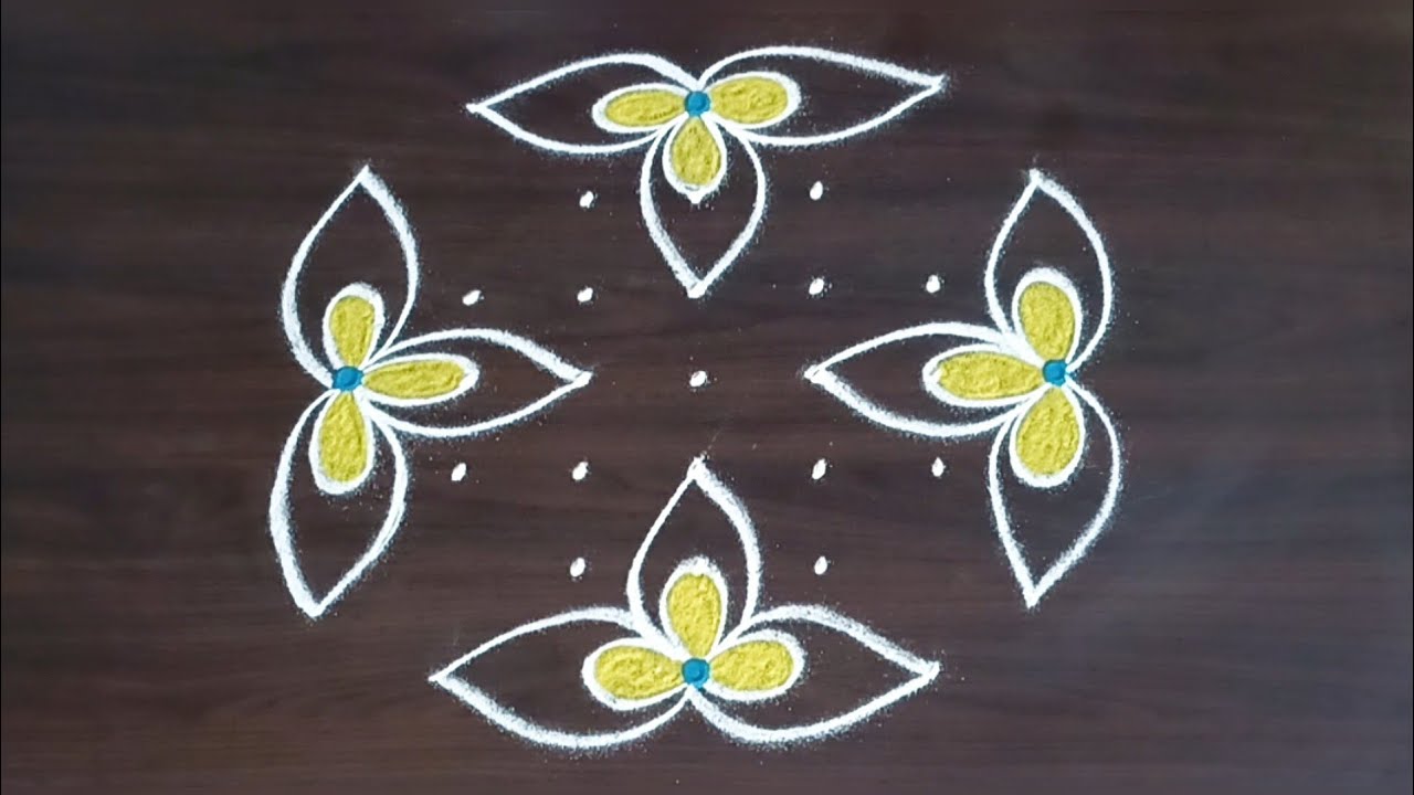 Minimal Rangoli Design for Small Space |  5 Minute Flower Diya Rangoli 🌸🪔