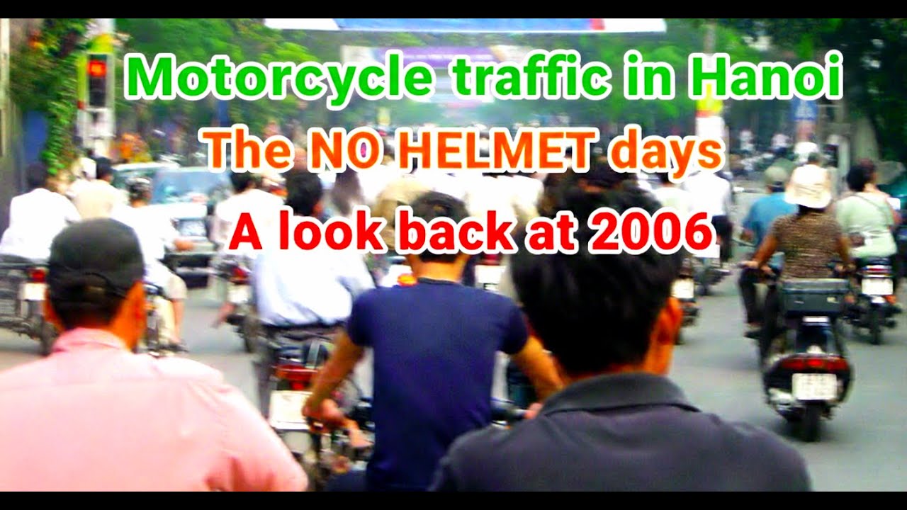 Motorcycle traffic in Hanoi - No helmets in 2006