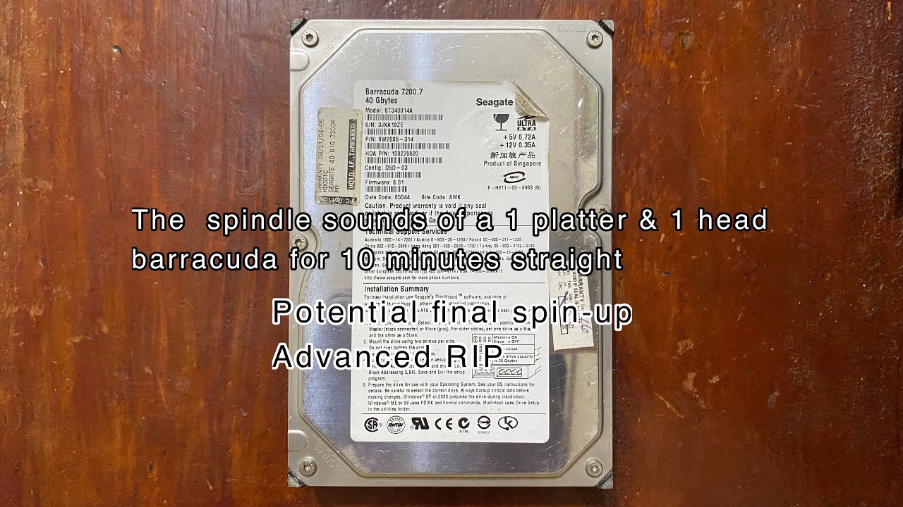 10 Minutes of Seagate Barracuda 7200.7 Spindle Sounds