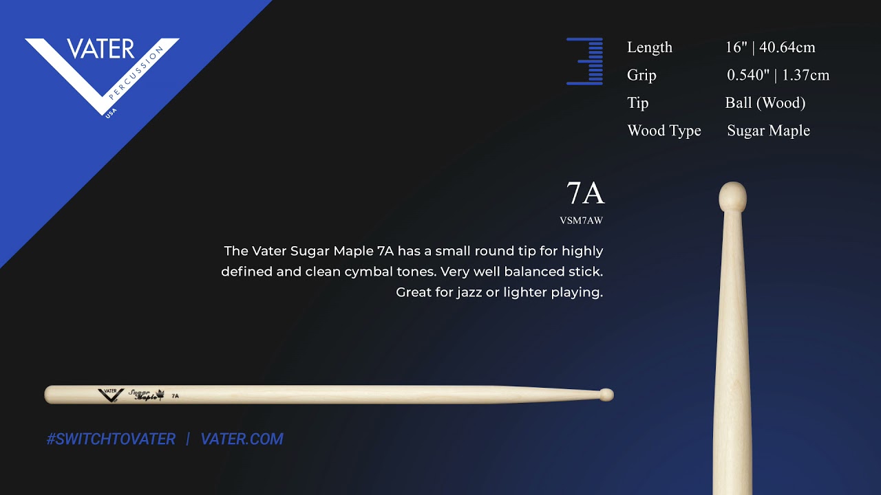Vater Tip Sound - Sugar Maple Manhattan 7A (Wood Tip)