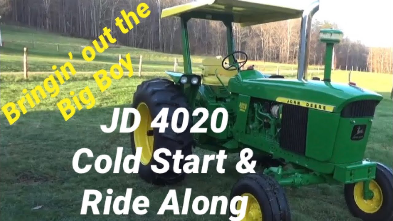 John Deere 4020 Diesel:  Cold Start and Ride Along