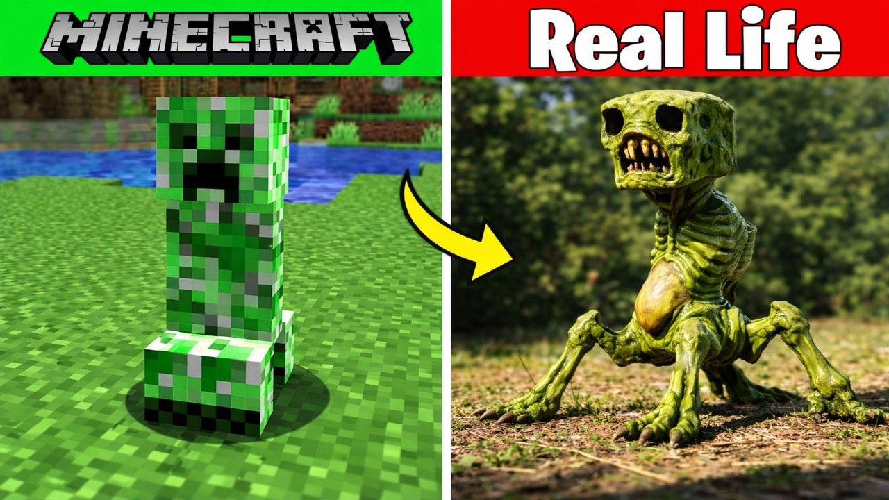 Minecraft Mobs and Characters vs Real Life!