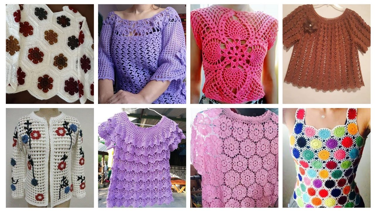 100+ Attractive & stylish crochet Top blouse Designs/crochet blouse Designs for jacket/sarees &Frock
