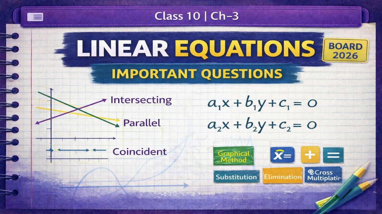 Class 10 | Ch-3 | Linear Equations | IMPORTANT QUESTIONS | BOARD 2026