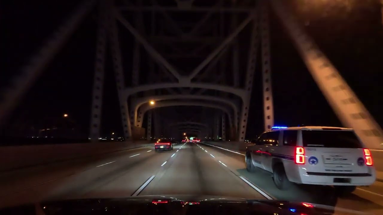 ⁴ᴷ Crescent City Connection (New Orleans to Algiers) (Night) [4K VIDEO]