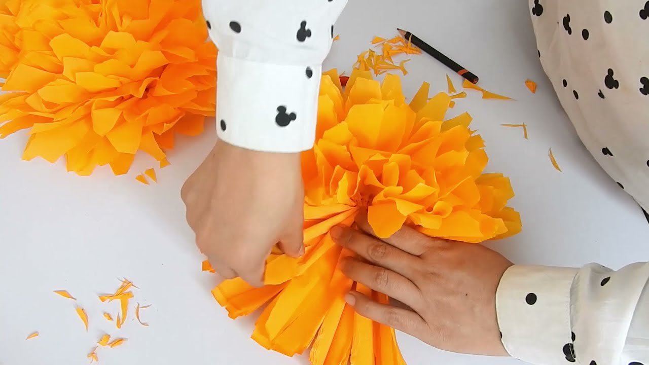 Como hacer una flor de cempasúchil