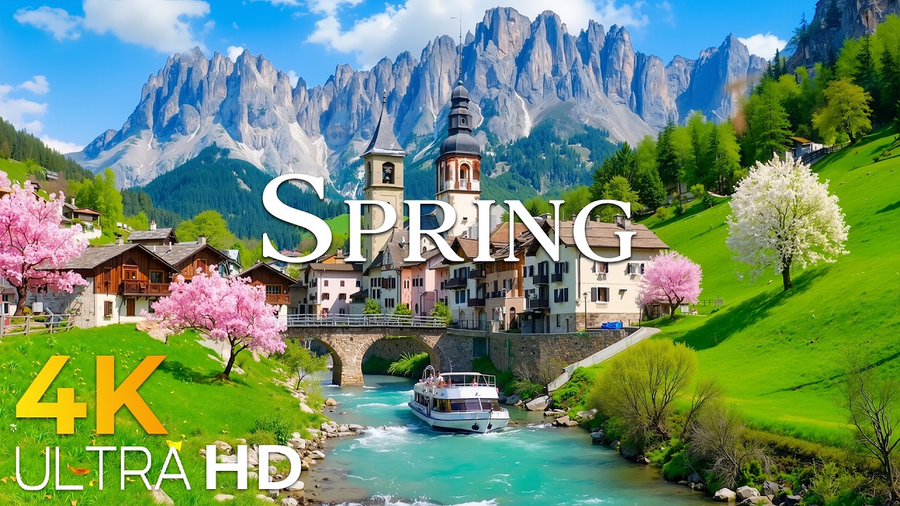 Alpine Spring in Switzerland 🌿 Green Meadows & Majestic Peaks | 4K Relaxation