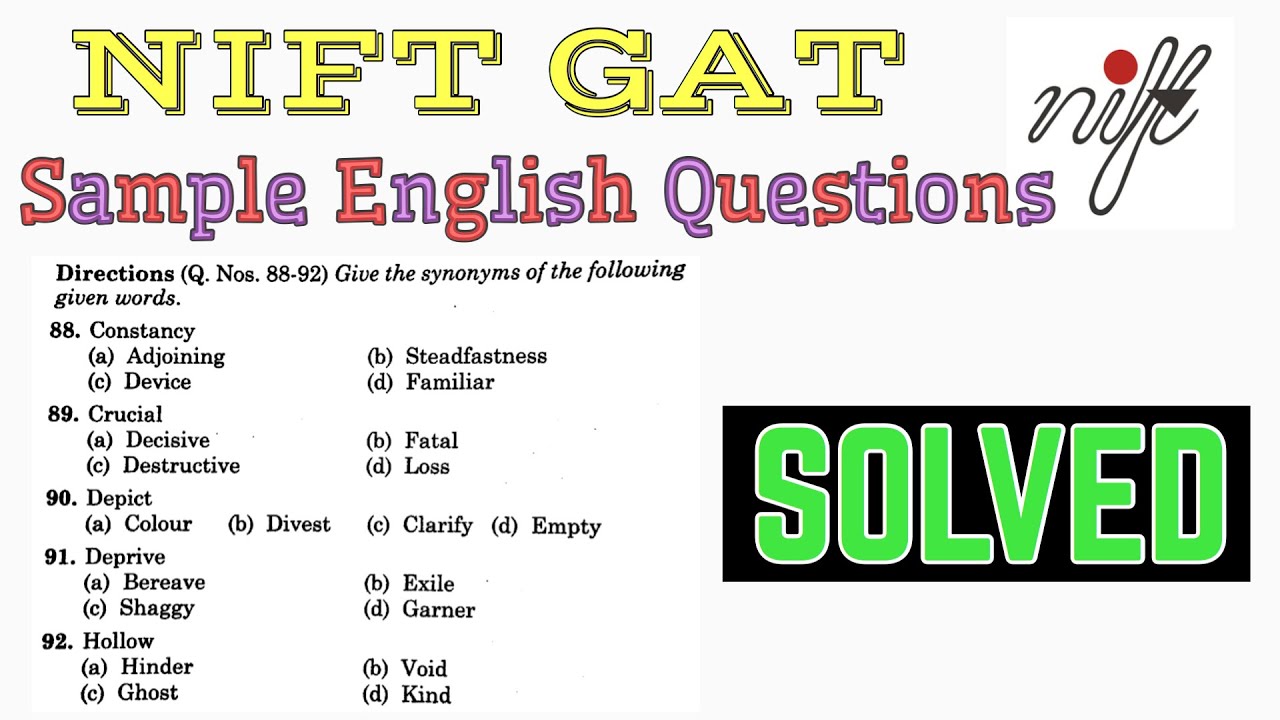 NIFT GAT SAMPLE ENGLISH QUESTIONS SOLVED & EXPLAINED !!! Very important for NIFT GAT EXAM