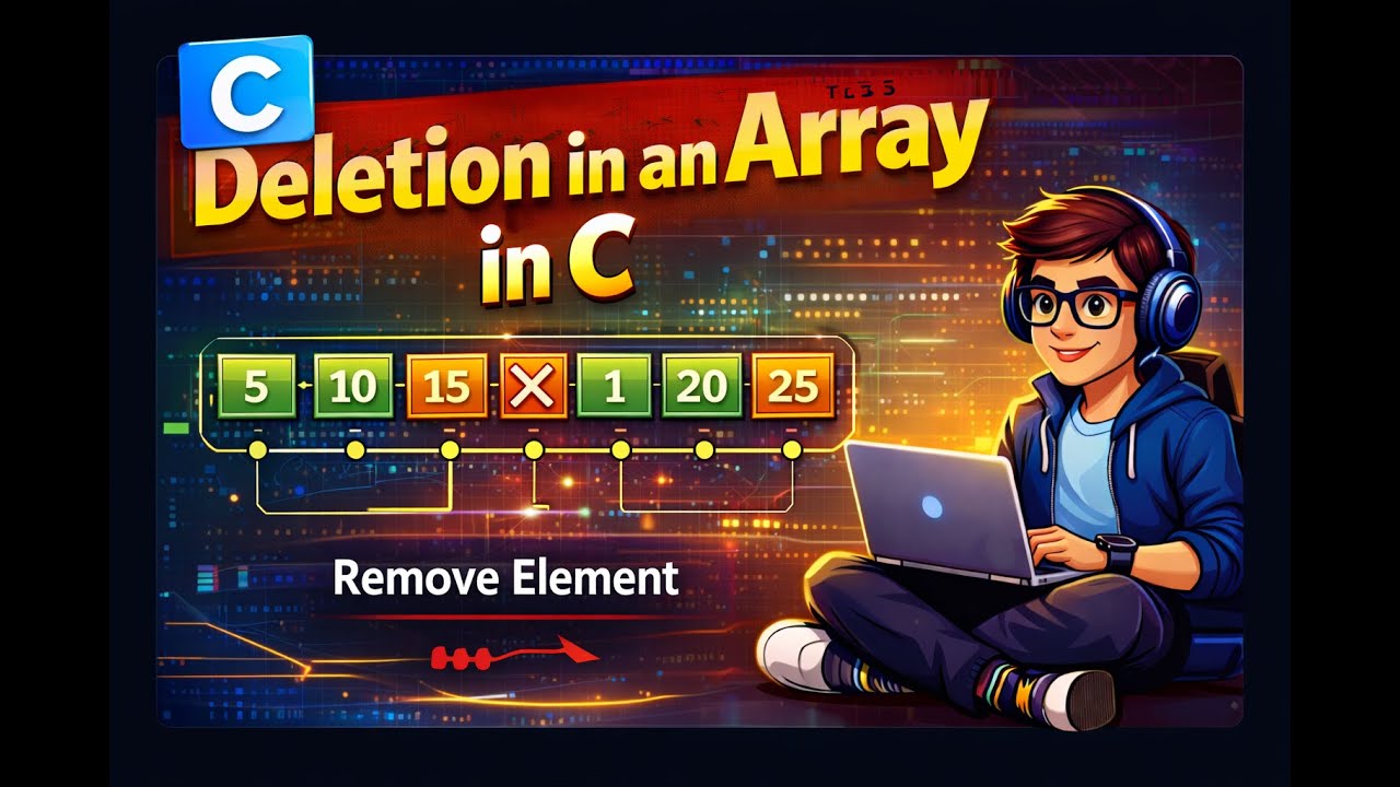 Deletion in an Array in C Programming for MST-1 | Data Structure Tutorial