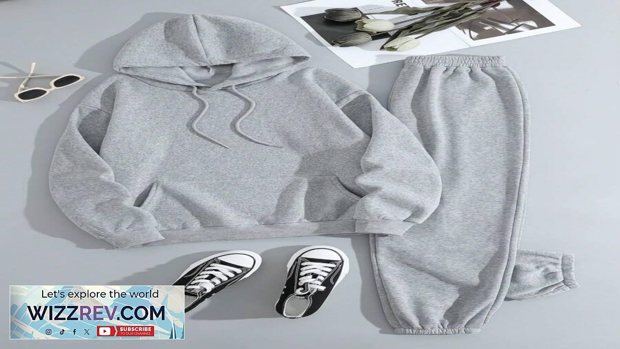 INAWLY 2pcs Women Casual Solid Color Hoodie And Sweatpants Set Autumn Winter Fall