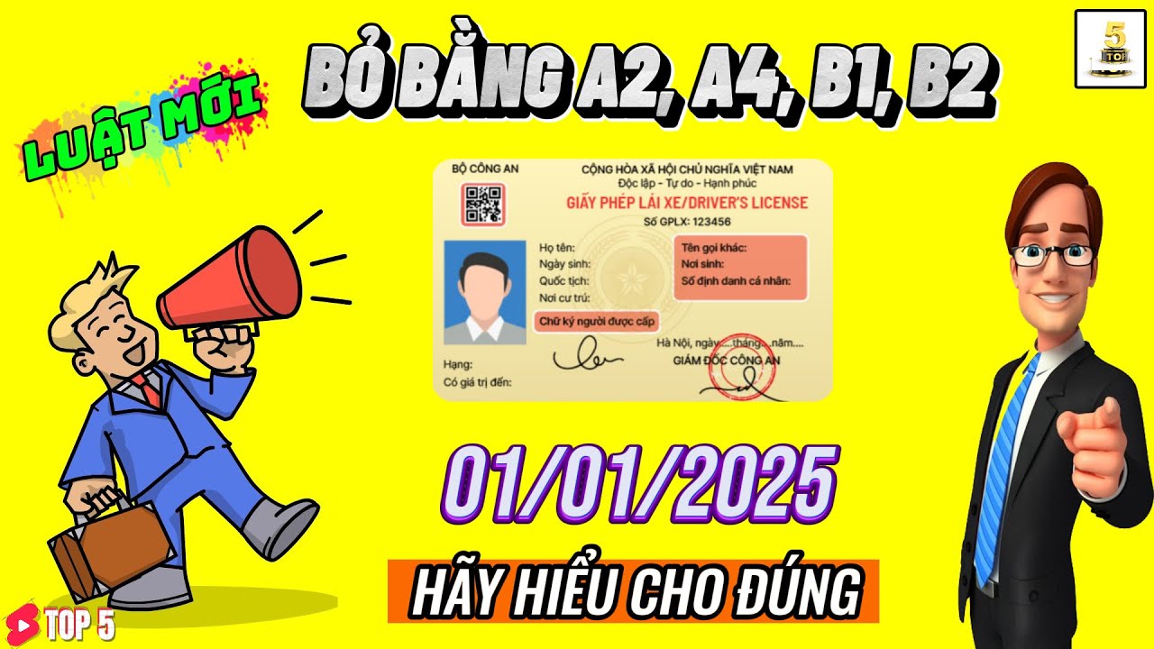 “HOT” LUẬT MỚI – Bằng A1 chỉ được lái xe dưới 125cc▶️Bỏ bằng A2, A4, B1, B2–Thay đổi hạng GPLX🔴TOP 5