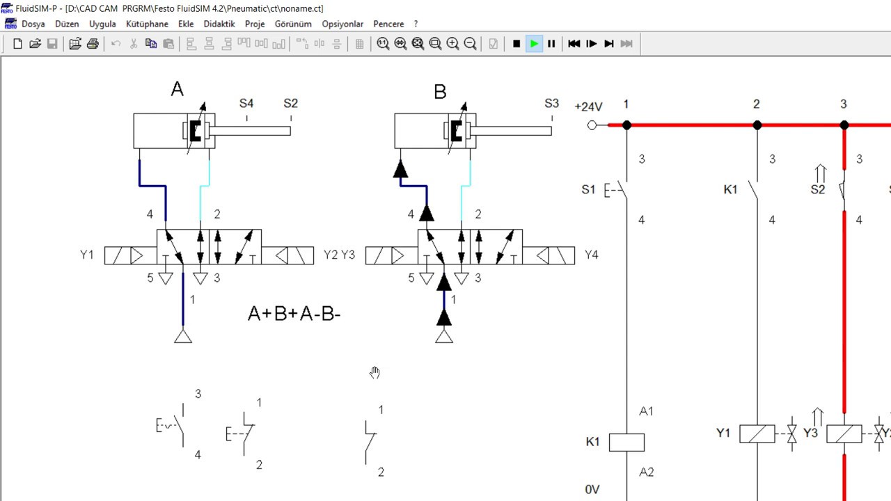 ELEKTROPNÖMATİK DEVRE UYGULAMASI A+B+A-B-
