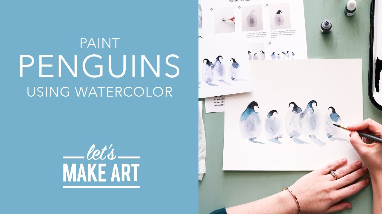 Let's Paint Penguins 🐧 | Holiday Watercolor Painting Tutorial by Sarah Cray of Let's Make Art
