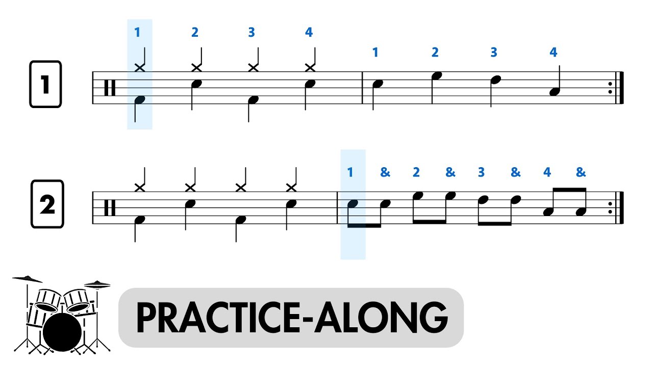 Quarter-note drum beat and basic fills for absolute beginners 🥁