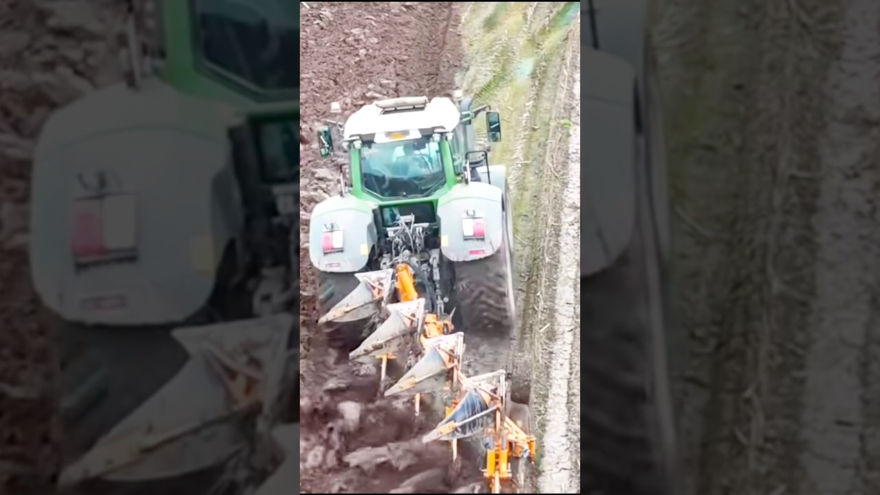 Глубокая вспашка на мокром поле с помощью трактора Fendt #usatractor #plowing #americanfarming