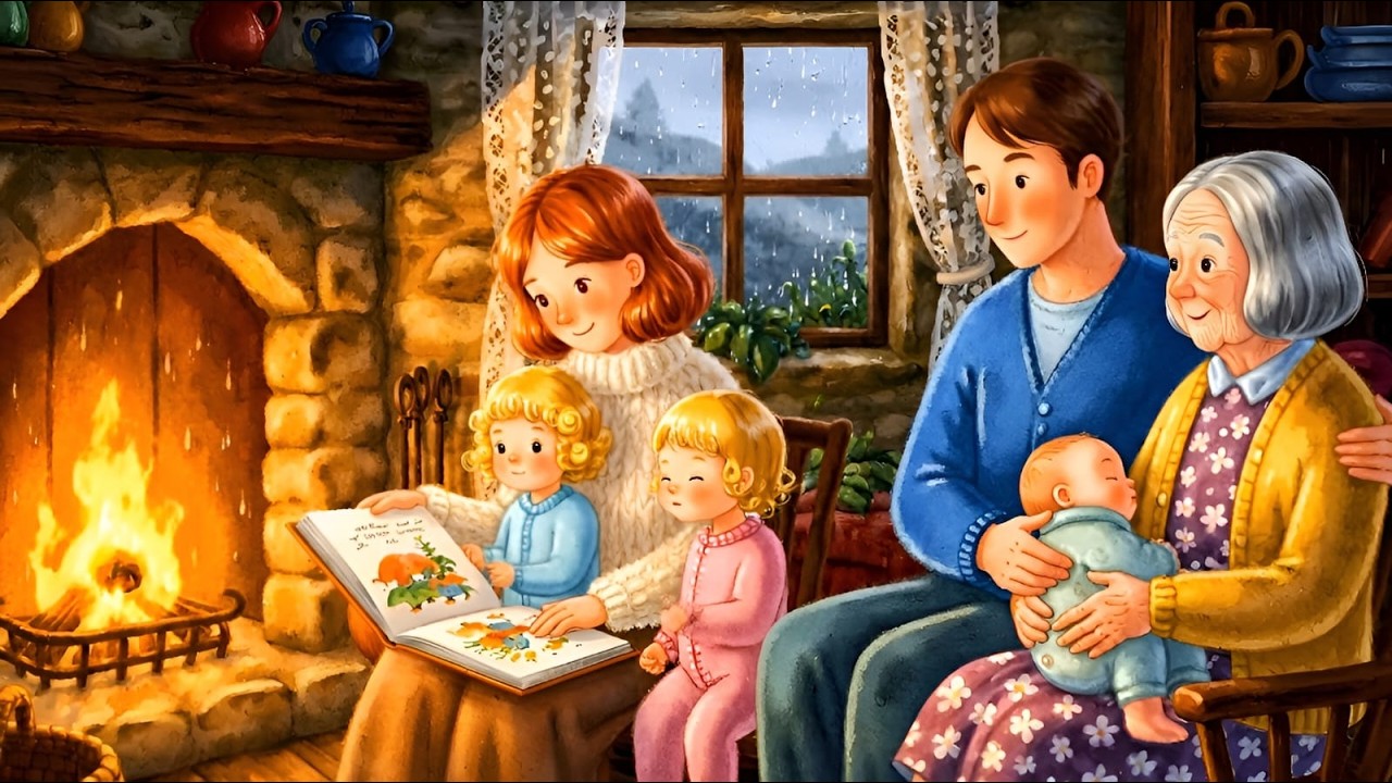 Hearthside Tales on Rainy Evenings | Cozy Ghibli-Style Family Night 🌧️🕯️