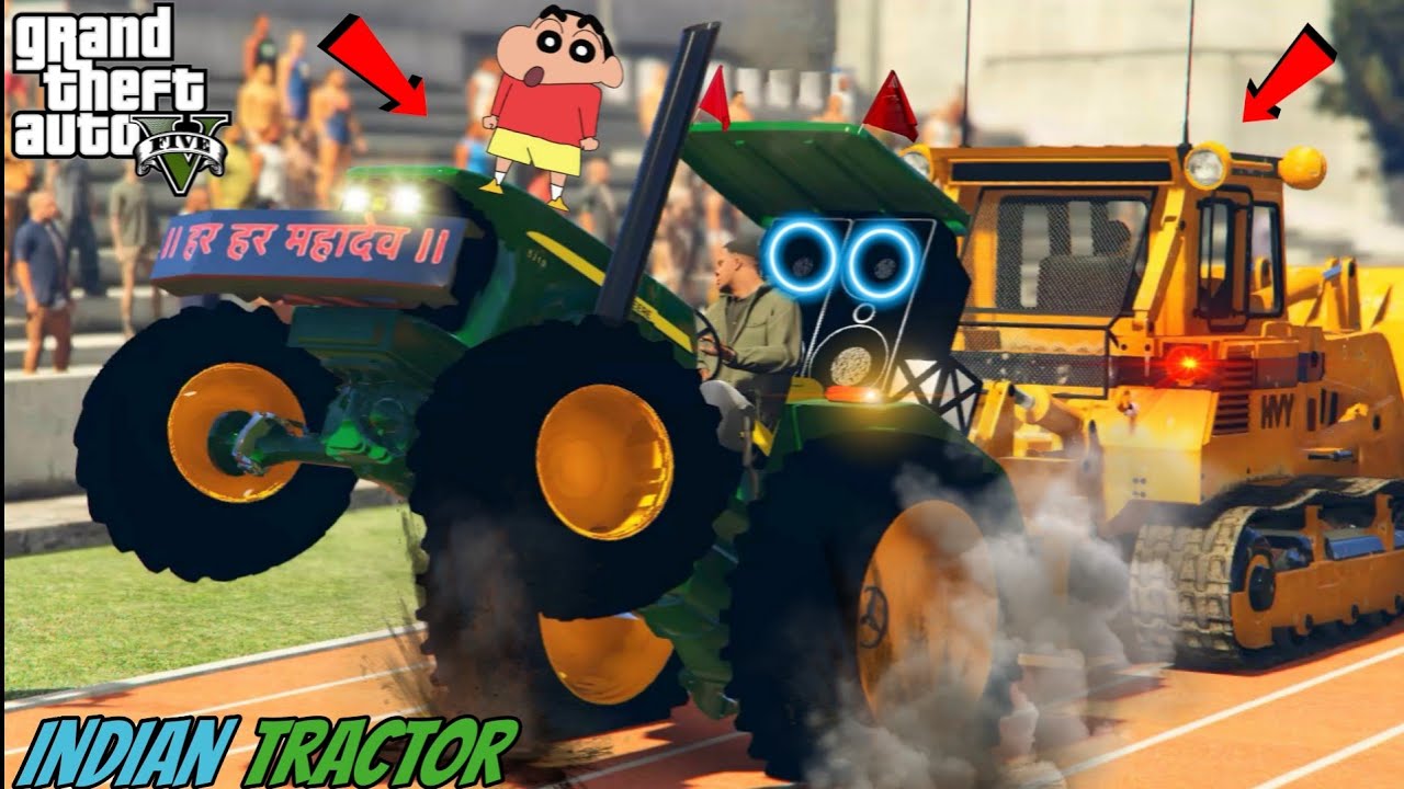 GTA 5 : FRANKLIN AND SHINCHAN DRIVING INDIAN TRACTOR JOHN DEERE 5050D FOR TRACTOR TOCHAN IN GTA 5