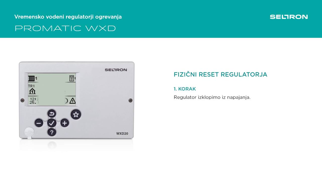 Seltron Promatic WXD regulator ogrevanja - reset nastavitev