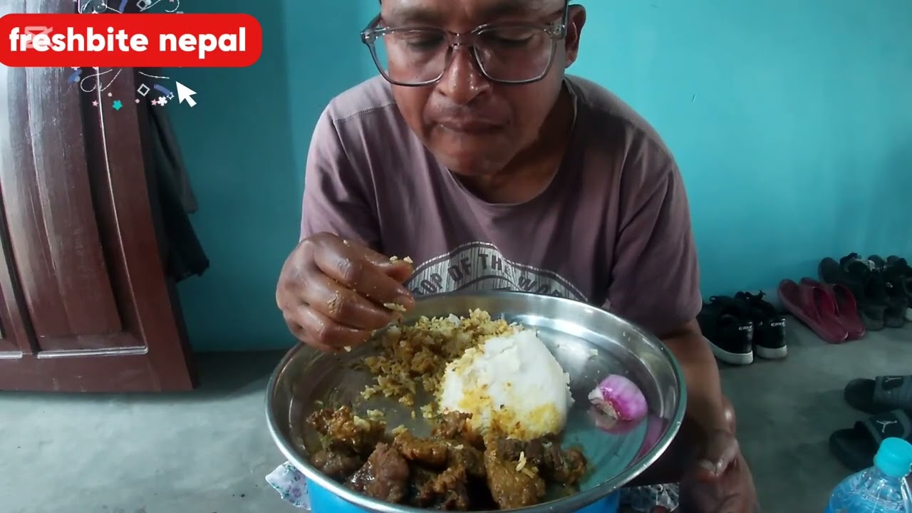 बफ करि( Buff curry) with rice eating show