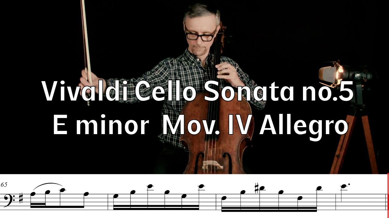 Vivaldi Cello Sonata in E Minor No.5 Mov. 4 Allegro Suzuki Book 5 | Sheet Music Piano Accompaniment