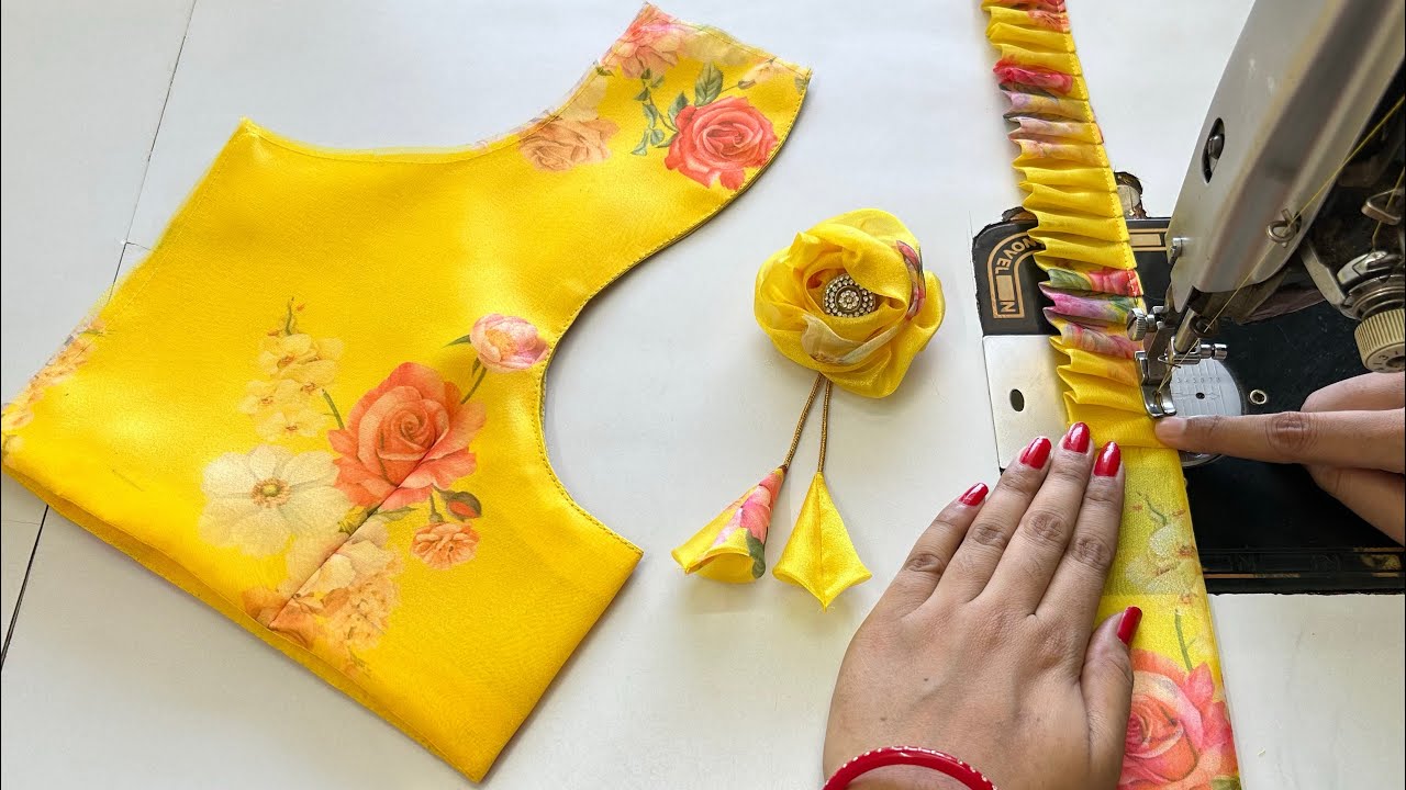 Modern Frill Blouse Design | Blouse Designs | Cutting And Stitching Back Neck Blouse Design | Blouse