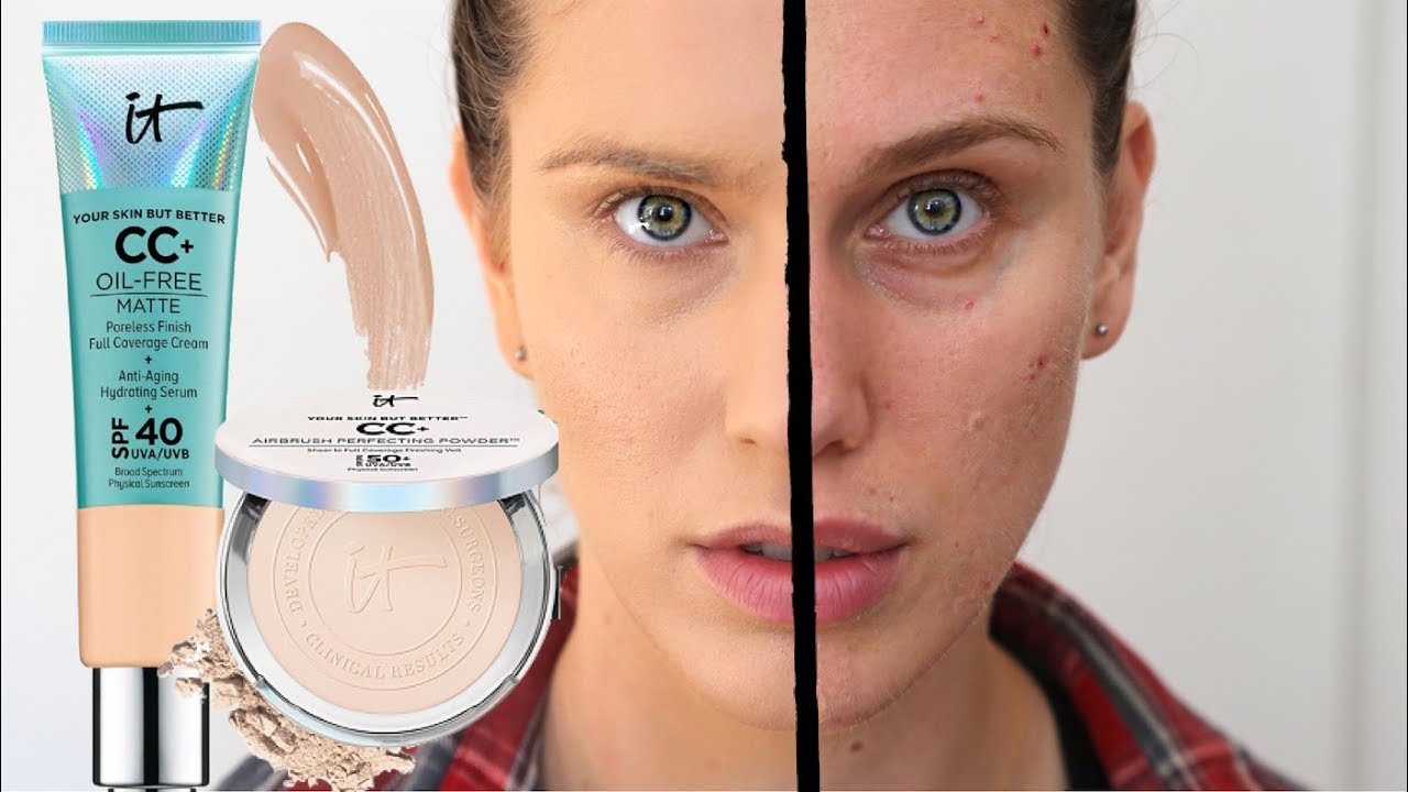 IT COSMETICS CC CREAM MATTE OIL FREE YOUR SKIN BUT BETTER FOUNDATION + POWDER