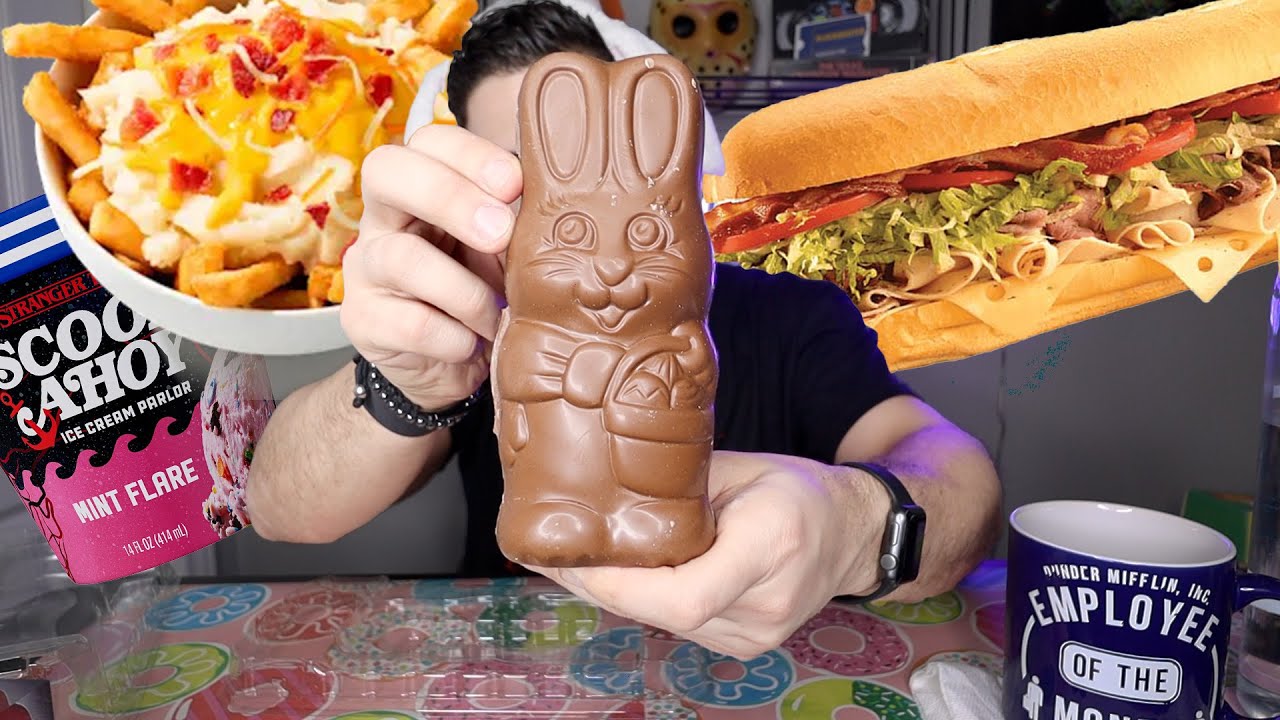 1 Pound Reese's Bunny, Jersey Mike's, KFC ASMR MUKBANG CHEAT DAY! 🤤