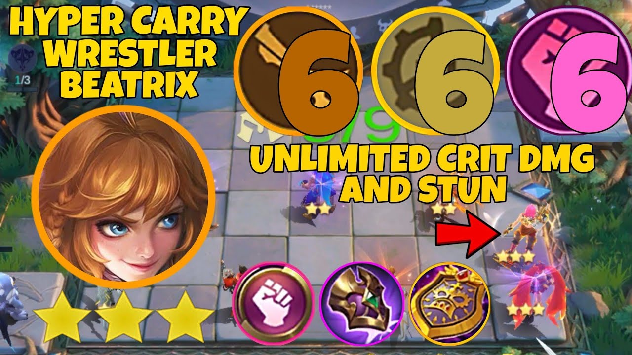 HYPER THREE STAR BEATRIX WITH WRESTLER CRYSTAL | UNLIMITED CRIT DMG AND STUN | MUST TRY MAGIC CHESS
