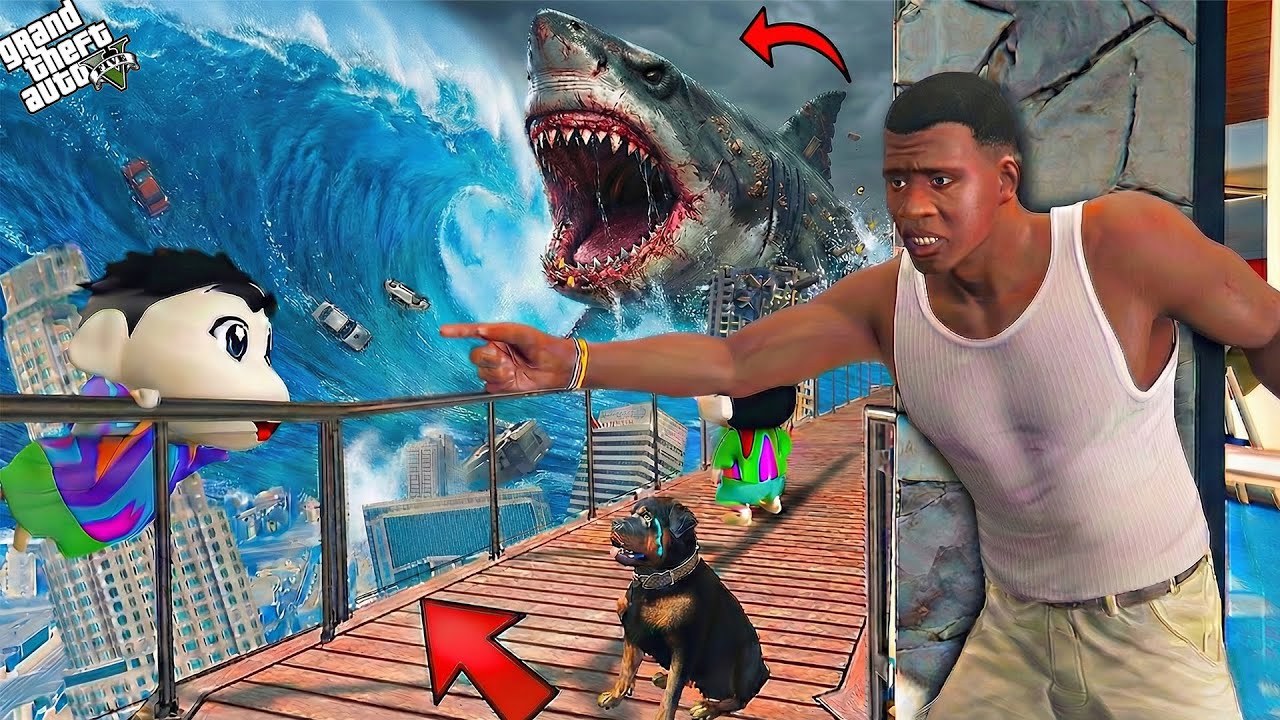 Franklin Survived the Biggest Tsunami but Lost Shinchan & Chop 🌊😭 | GTA 5