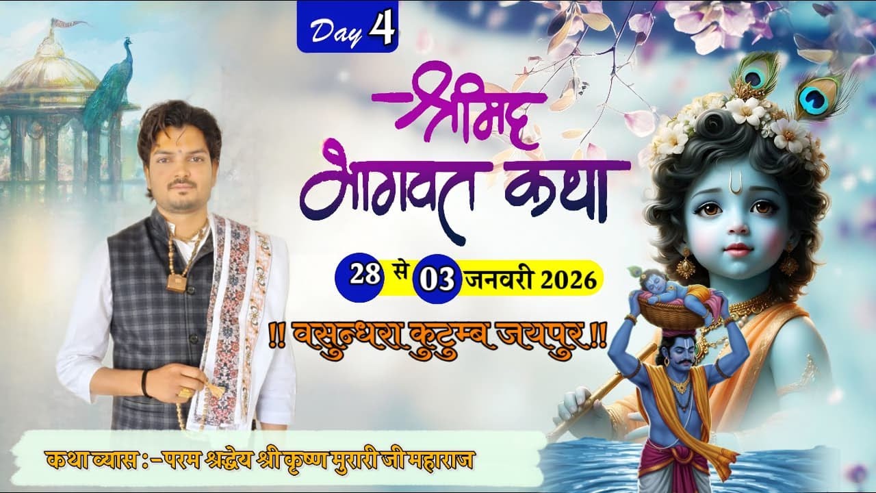 🔴 Live  Day 4 !! श्रीमद् भागवत कथा !! श्री कृष्ण मुरारी जी महाराज !!  जयपुर LIVE By - SBBM