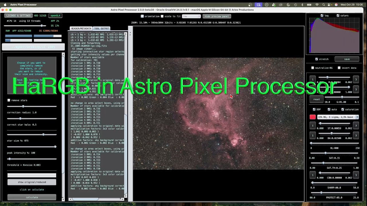 HaRGB &mdash; обработка в процессоре Astro Pixel