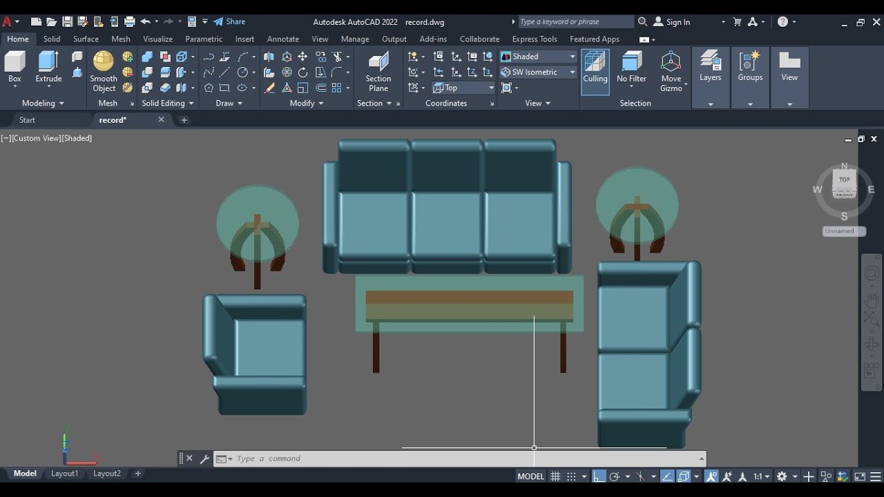 AutoCAD 3D SOFA | 3D MODELING | Sofa set with Table | Interior Drawing | AutoCAD 3D | Sofa | Part 1