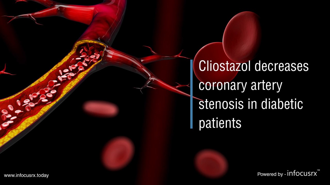 Cliostazol decreases coronary artery stenosis in diabetic patients