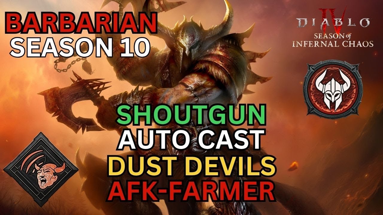 The Farming AFK Build Shoutgun Auto Cast Dust Devils Barbarian Diablo 4 Season 10 #diablo4