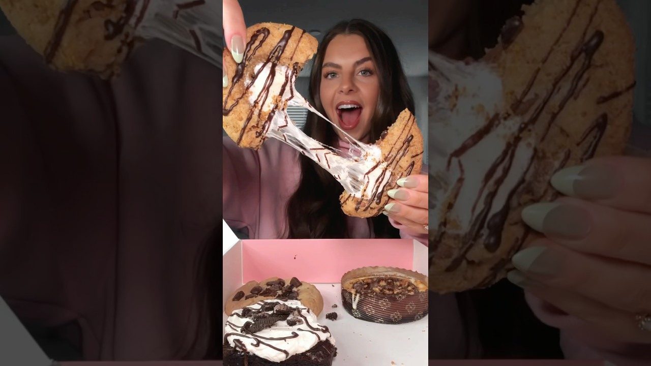 March 3-8 CRUMBL COOKIES & MILK SILENT REVIEW 🍪🥛✨ #foodasmr #eating #crumbl