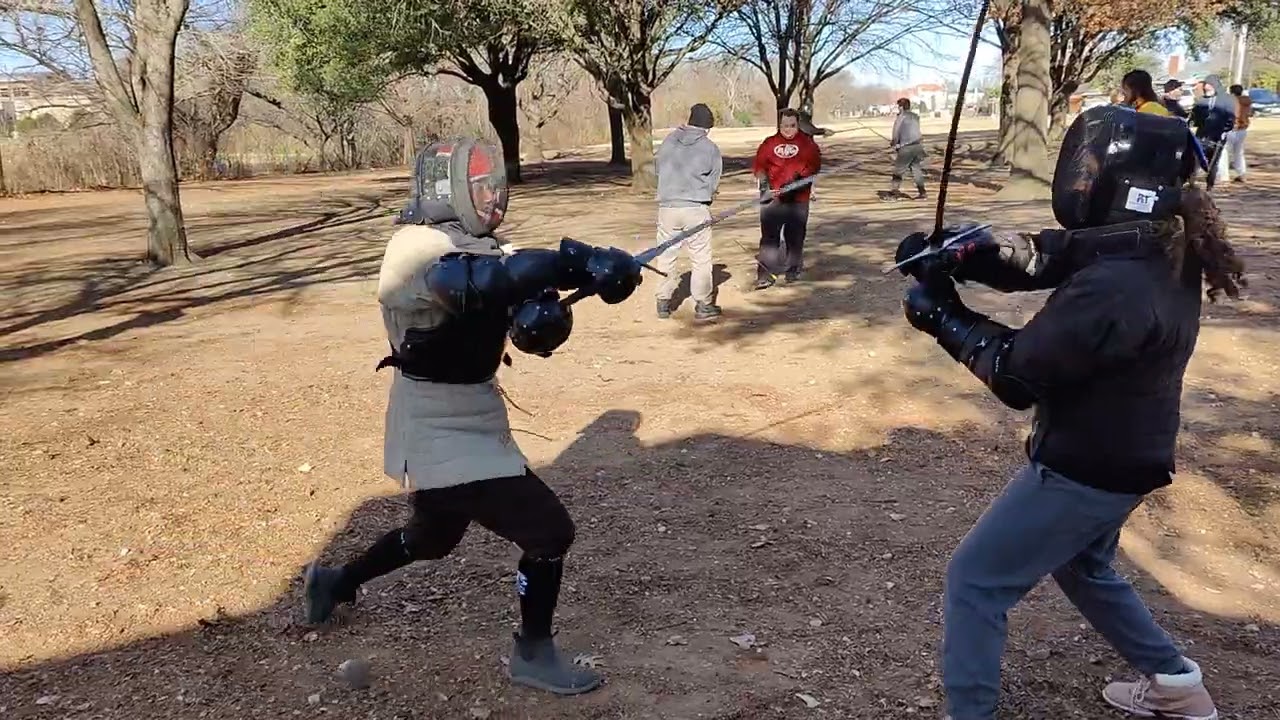 Shinna and Koi HEMA longsword sparring 