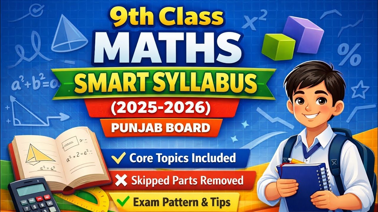 9th Class Maths Smart Syllabus 2025–2026 | Punjab Board | New Reduced Syllabus