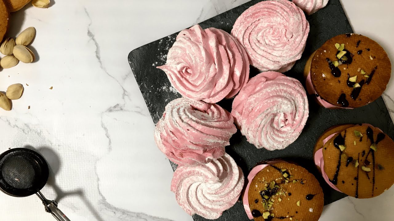 Малиновый зефиросендвич // Raspberry marshmallow