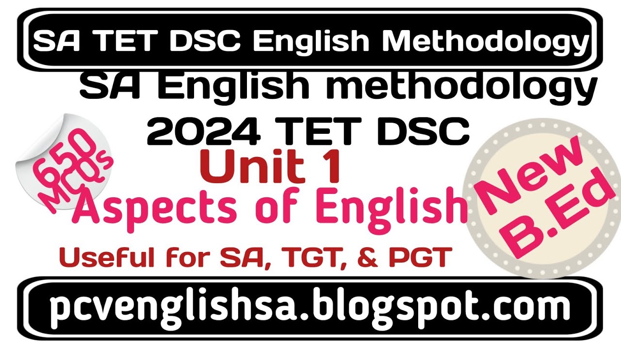 Aspects of Language New SA B.Ed English Methodology AP TET DSC SA TGT PGT 2024