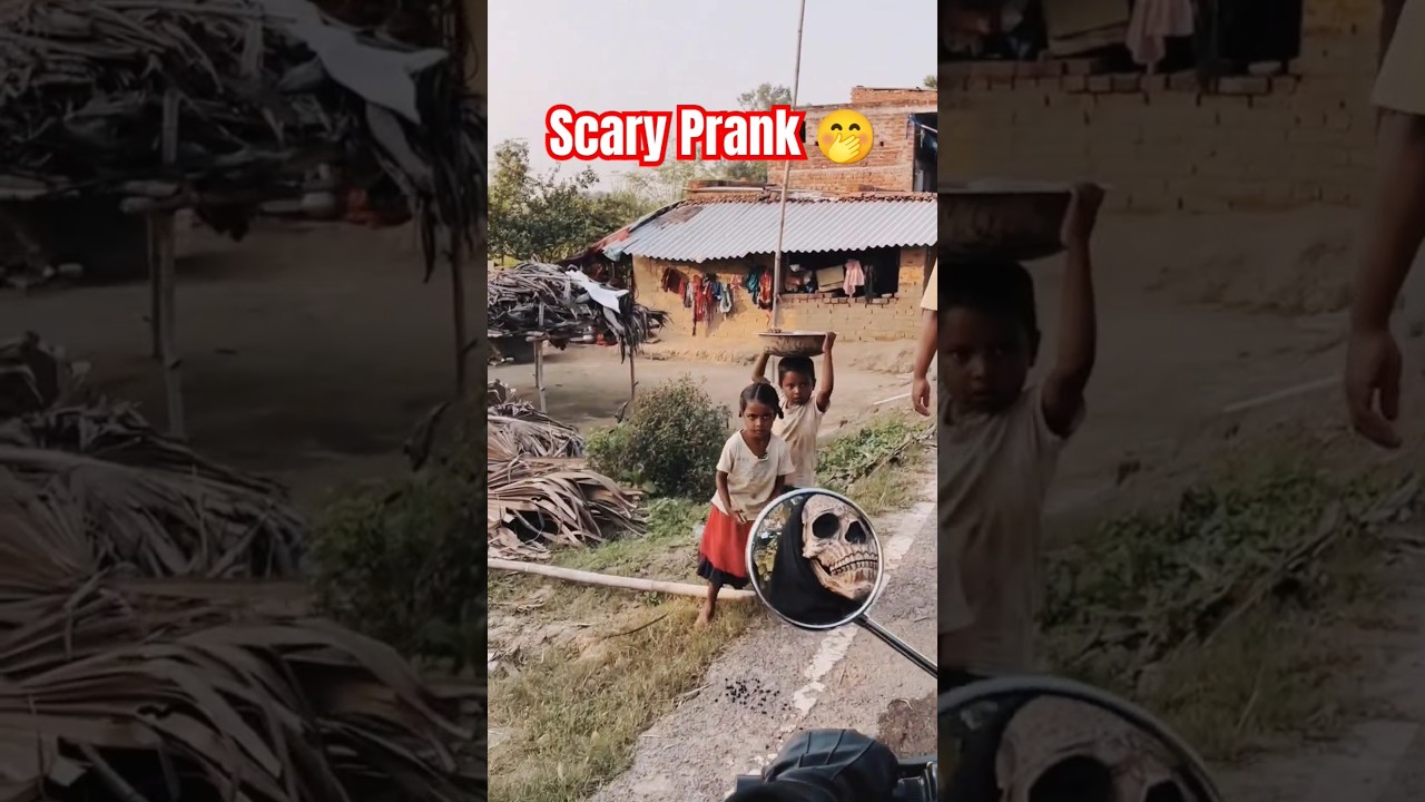Ghost rider prank 🤣 || scary prank in village kids reaction 👻 #shorts